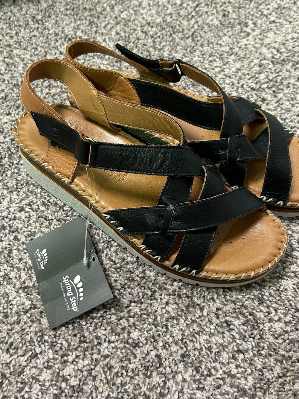 Spring Step Migula Nubuck Leather Wedge Slide Sandals Black Women's EU 40/ US 9